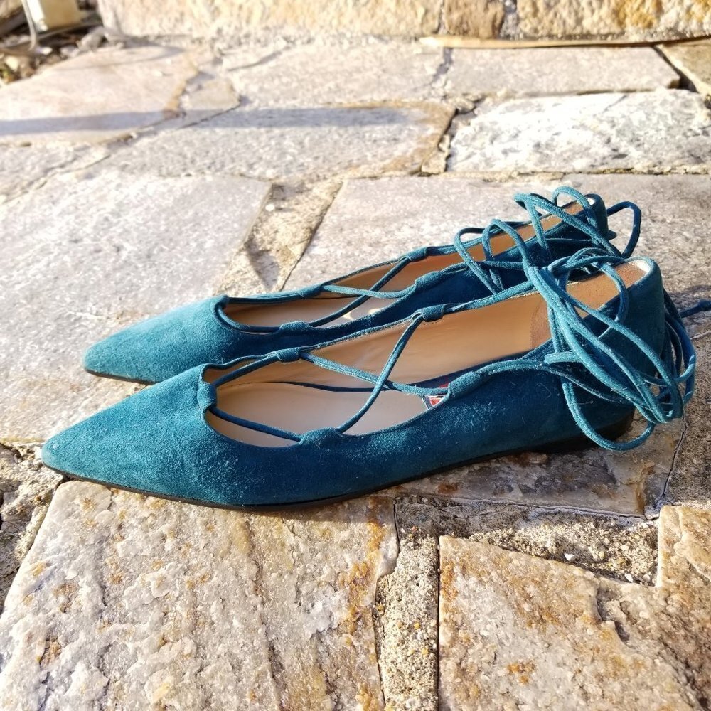 Michael Kors Collection Kallie Lace Up Suede Flats - Picture 5 of 12
